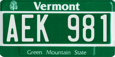 VT license plate AEK981