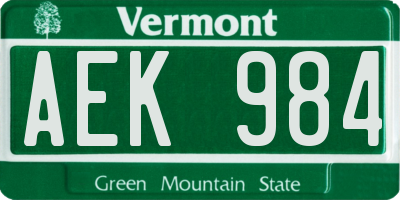 VT license plate AEK984