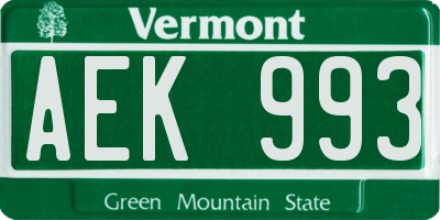VT license plate AEK993