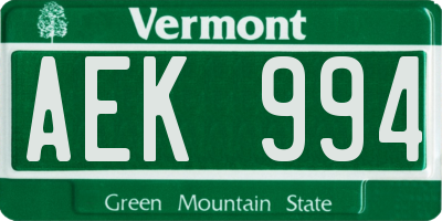 VT license plate AEK994