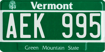 VT license plate AEK995