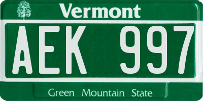 VT license plate AEK997