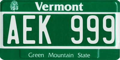 VT license plate AEK999