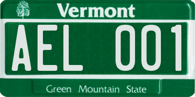 VT license plate AEL001