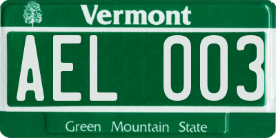 VT license plate AEL003