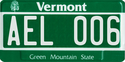 VT license plate AEL006