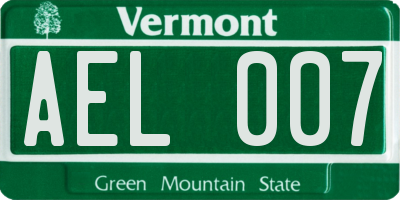 VT license plate AEL007