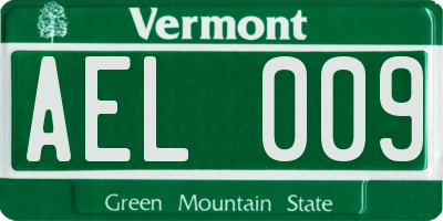 VT license plate AEL009