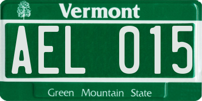 VT license plate AEL015