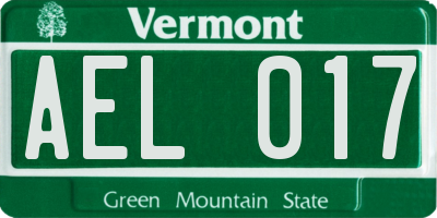 VT license plate AEL017
