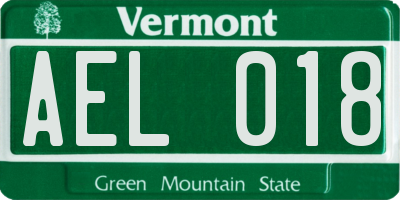 VT license plate AEL018