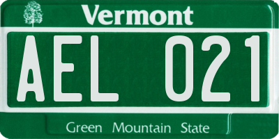 VT license plate AEL021