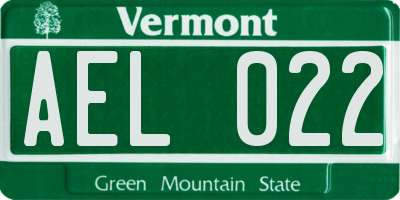 VT license plate AEL022