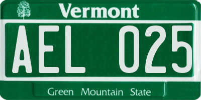 VT license plate AEL025