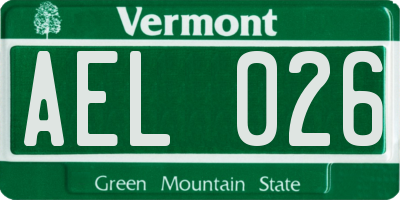 VT license plate AEL026