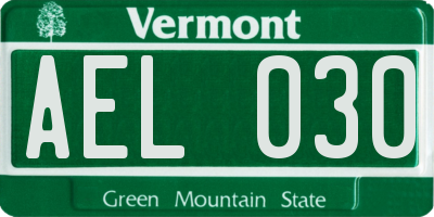 VT license plate AEL030