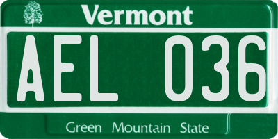VT license plate AEL036