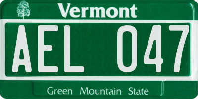 VT license plate AEL047