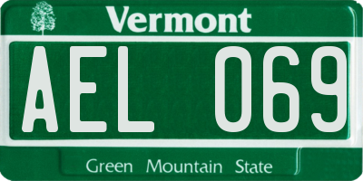 VT license plate AEL069