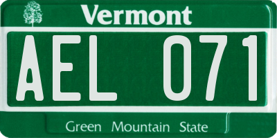 VT license plate AEL071