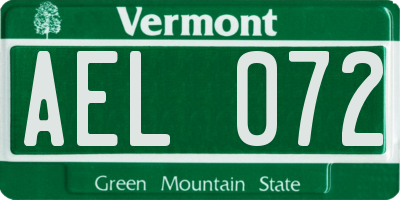 VT license plate AEL072