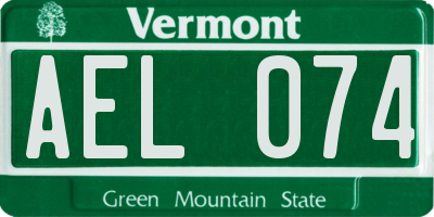 VT license plate AEL074
