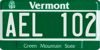 VT license plate AEL102
