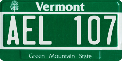 VT license plate AEL107