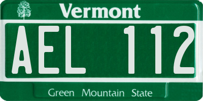 VT license plate AEL112