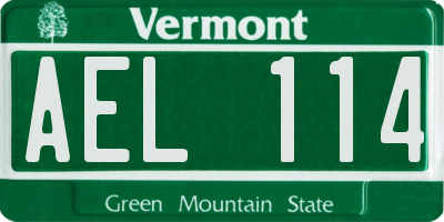 VT license plate AEL114