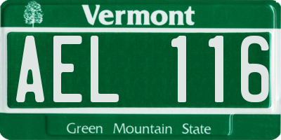 VT license plate AEL116