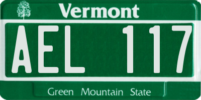 VT license plate AEL117