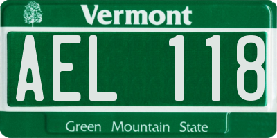 VT license plate AEL118