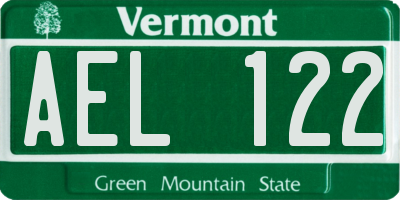 VT license plate AEL122