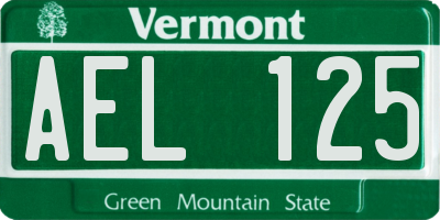 VT license plate AEL125
