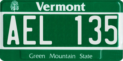VT license plate AEL135