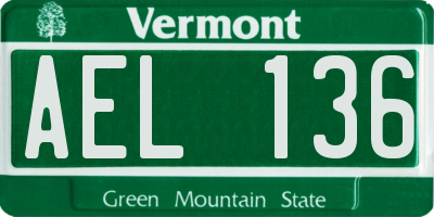 VT license plate AEL136