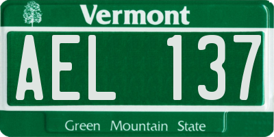 VT license plate AEL137