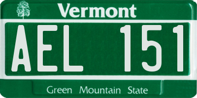 VT license plate AEL151
