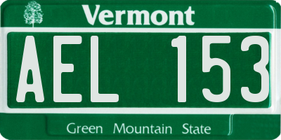 VT license plate AEL153