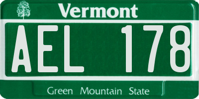 VT license plate AEL178