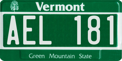 VT license plate AEL181
