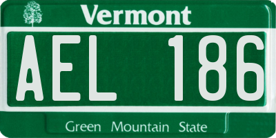 VT license plate AEL186