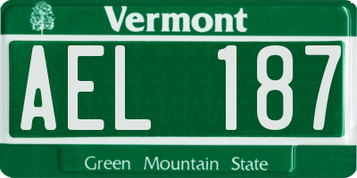 VT license plate AEL187