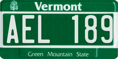VT license plate AEL189