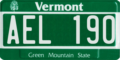 VT license plate AEL190