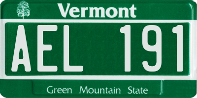 VT license plate AEL191