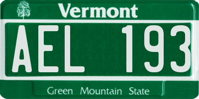 VT license plate AEL193
