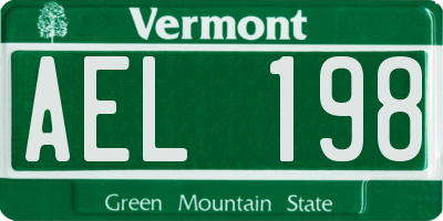 VT license plate AEL198