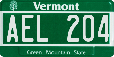 VT license plate AEL204